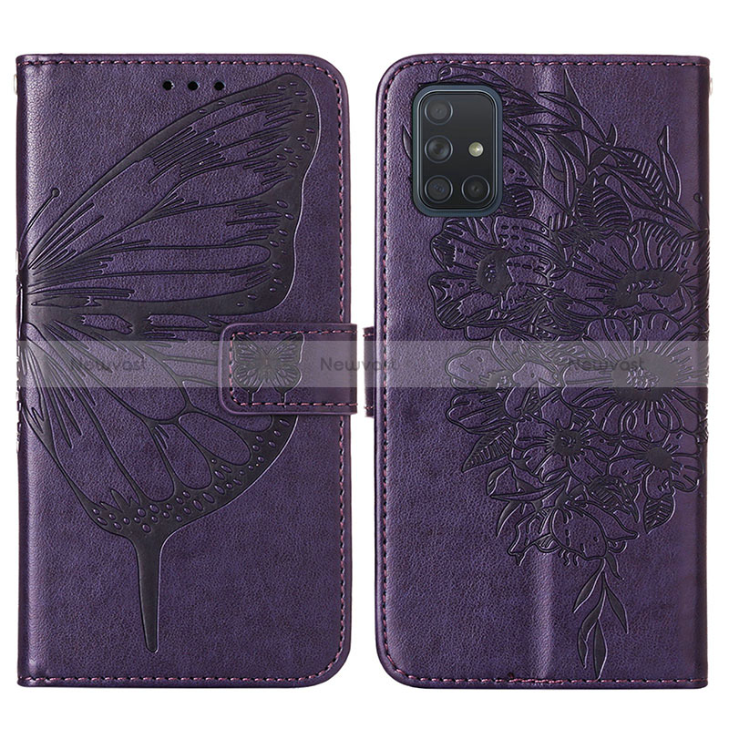 Leather Case Stands Butterfly Flip Cover Holder Y01B for Samsung Galaxy A71 5G