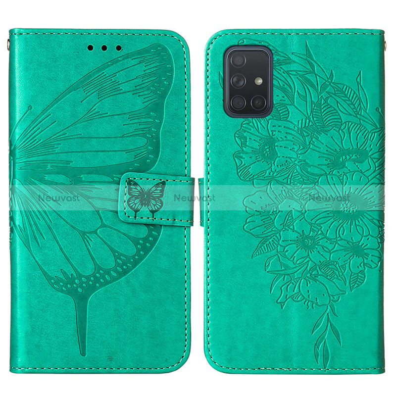 Leather Case Stands Butterfly Flip Cover Holder Y01B for Samsung Galaxy A71 5G