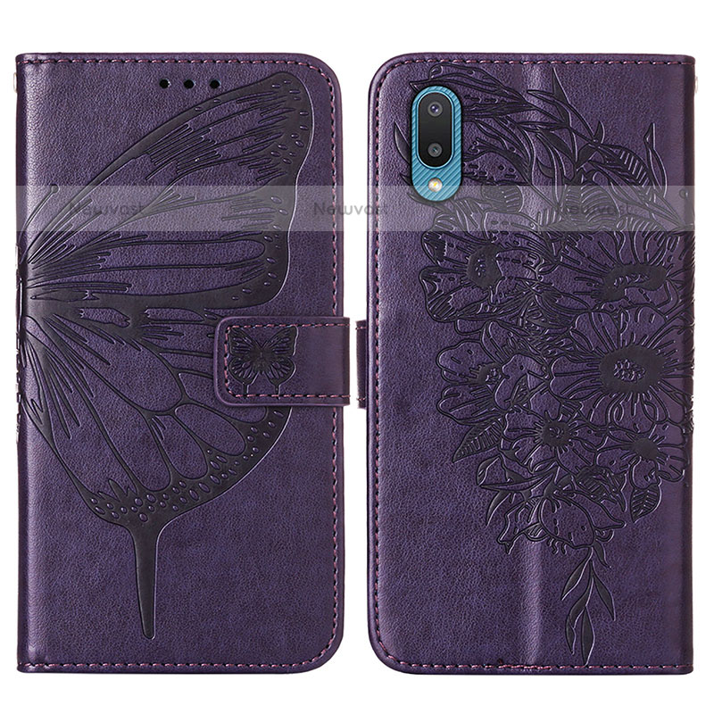 Leather Case Stands Butterfly Flip Cover Holder Y01B for Samsung Galaxy M02