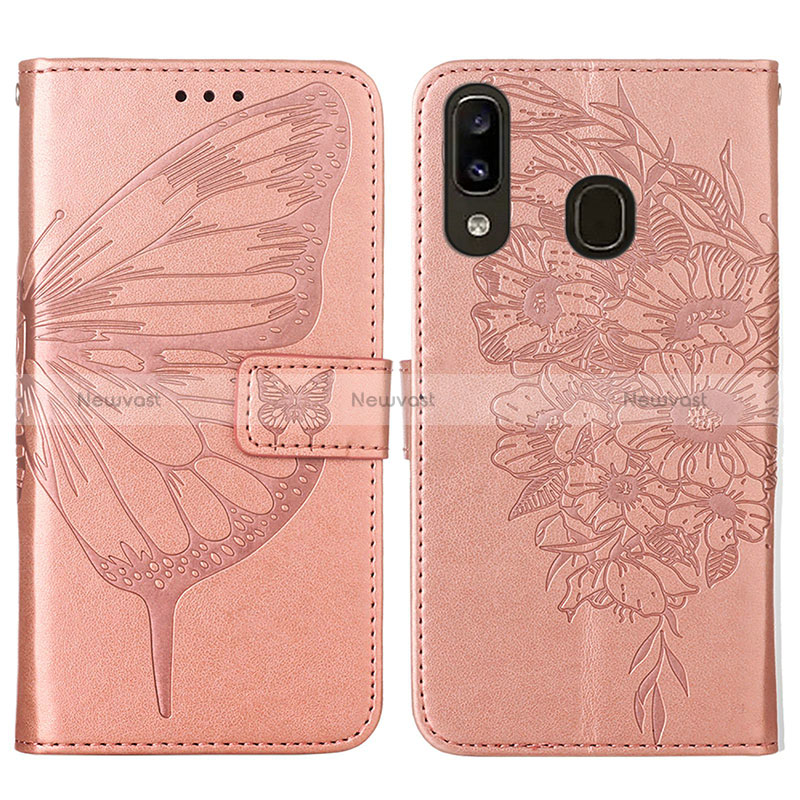 Leather Case Stands Butterfly Flip Cover Holder Y01B for Samsung Galaxy M10S