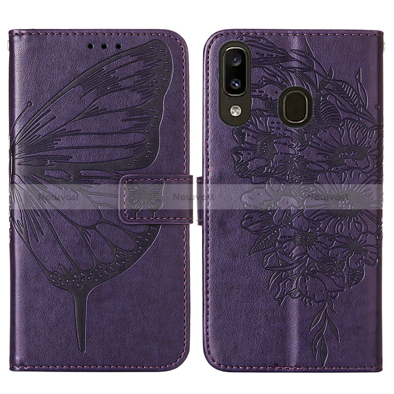 Leather Case Stands Butterfly Flip Cover Holder Y01B for Samsung Galaxy M10S