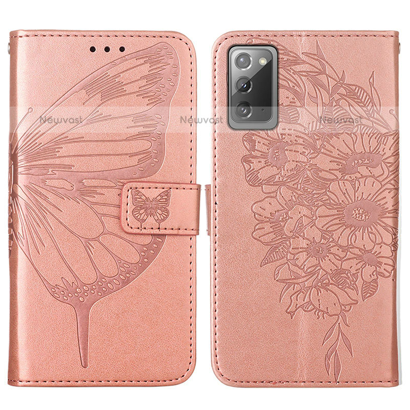Leather Case Stands Butterfly Flip Cover Holder Y01B for Samsung Galaxy Note 20 5G