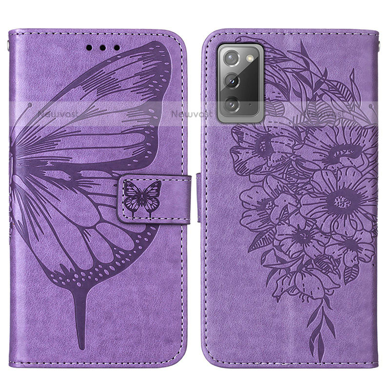 Leather Case Stands Butterfly Flip Cover Holder Y01B for Samsung Galaxy Note 20 5G