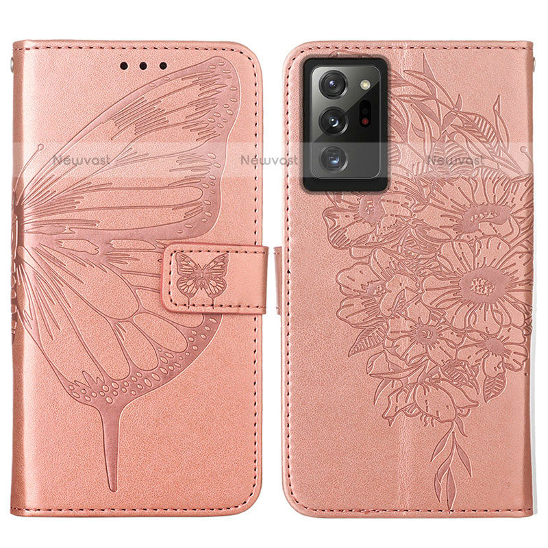 Leather Case Stands Butterfly Flip Cover Holder Y01B for Samsung Galaxy Note 20 Ultra 5G