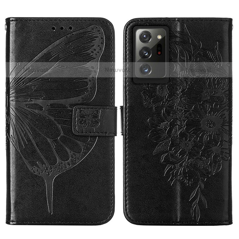 Leather Case Stands Butterfly Flip Cover Holder Y01B for Samsung Galaxy Note 20 Ultra 5G