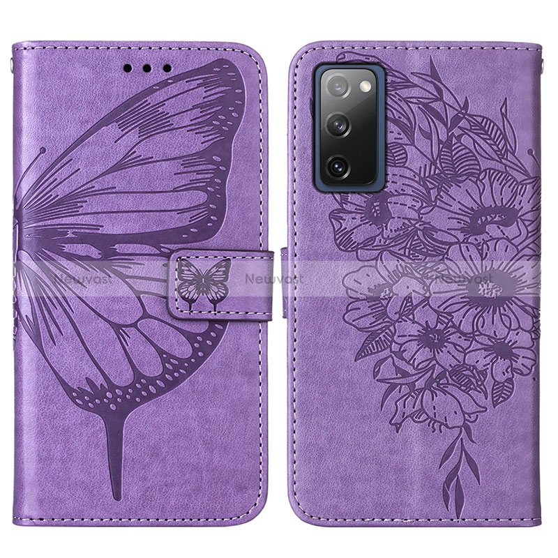 Leather Case Stands Butterfly Flip Cover Holder Y01B for Samsung Galaxy S20 FE 5G
