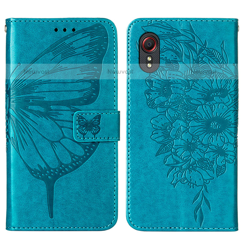 Leather Case Stands Butterfly Flip Cover Holder Y01B for Samsung Galaxy XCover 5 SM-G525F