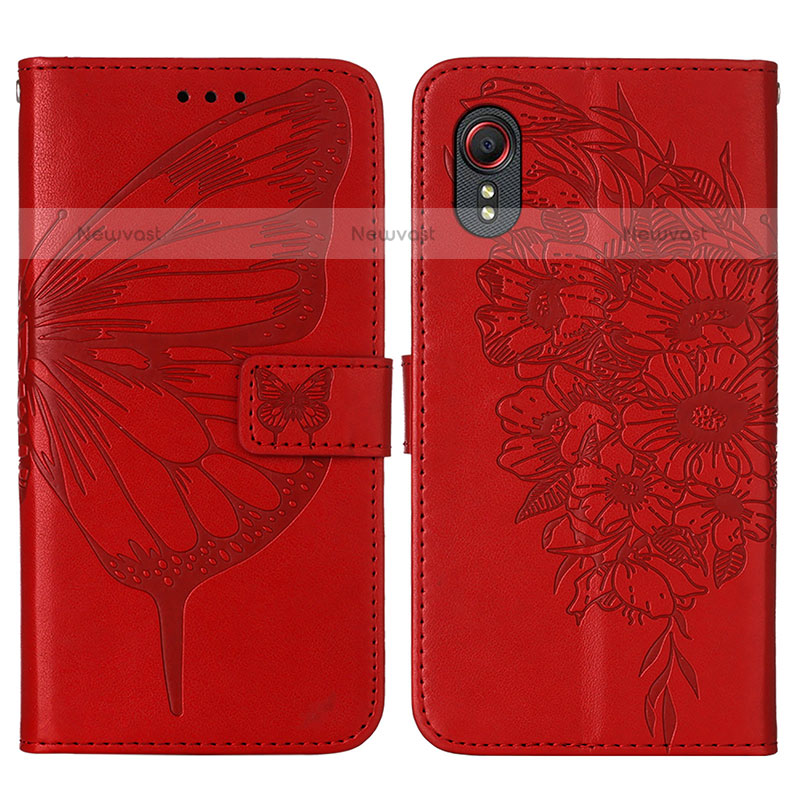 Leather Case Stands Butterfly Flip Cover Holder Y01B for Samsung Galaxy XCover 5 SM-G525F