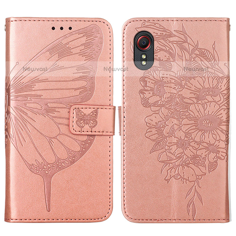 Leather Case Stands Butterfly Flip Cover Holder Y01B for Samsung Galaxy XCover 5 SM-G525F