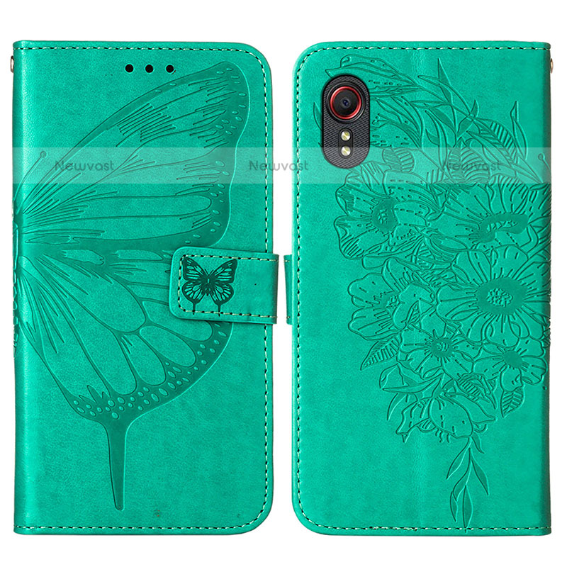 Leather Case Stands Butterfly Flip Cover Holder Y01B for Samsung Galaxy XCover 5 SM-G525F