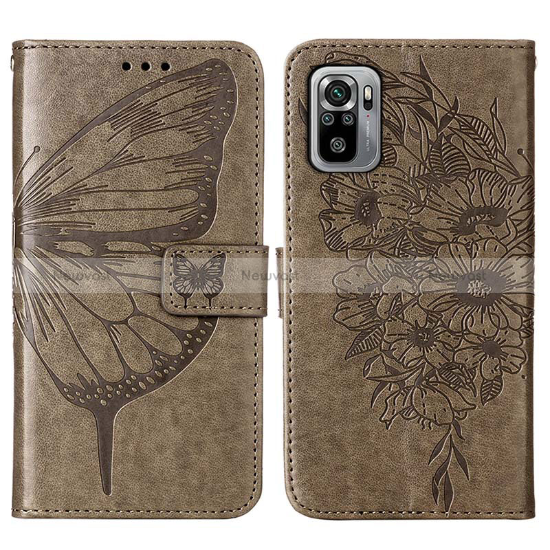 Leather Case Stands Butterfly Flip Cover Holder Y01B for Xiaomi Poco M5S Gray