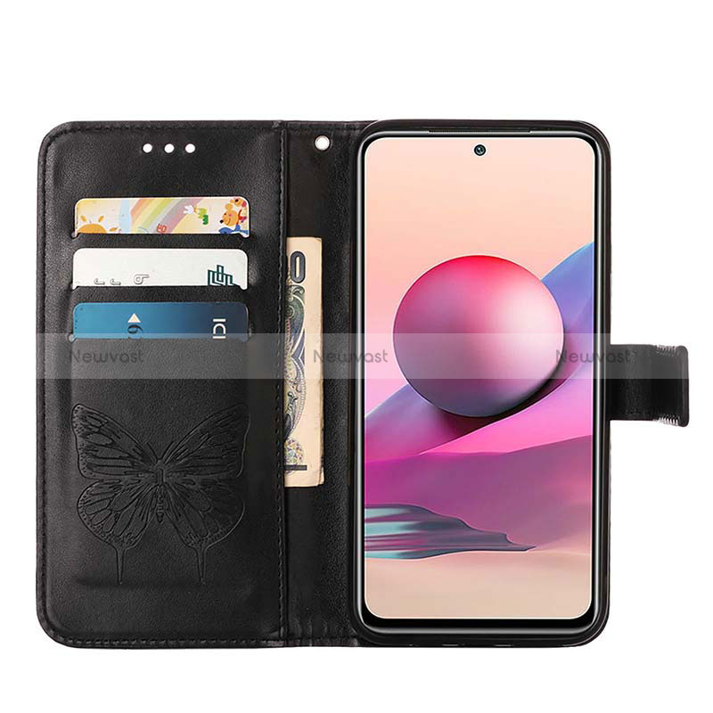 Leather Case Stands Butterfly Flip Cover Holder Y01B for Xiaomi Redmi Note 10S 4G