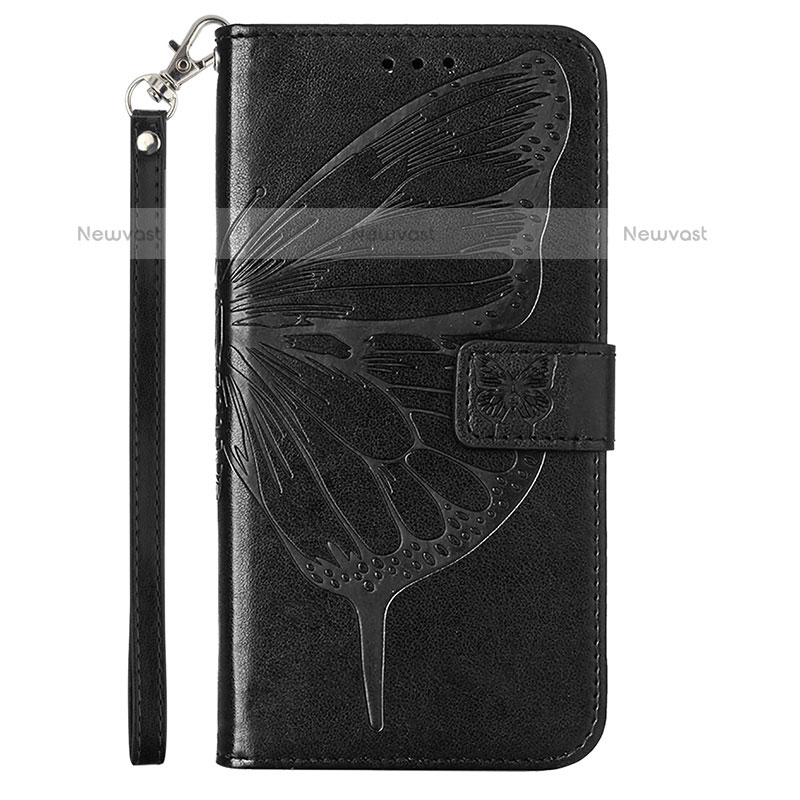 Leather Case Stands Butterfly Flip Cover Holder Y02B for Samsung Galaxy A02s Black