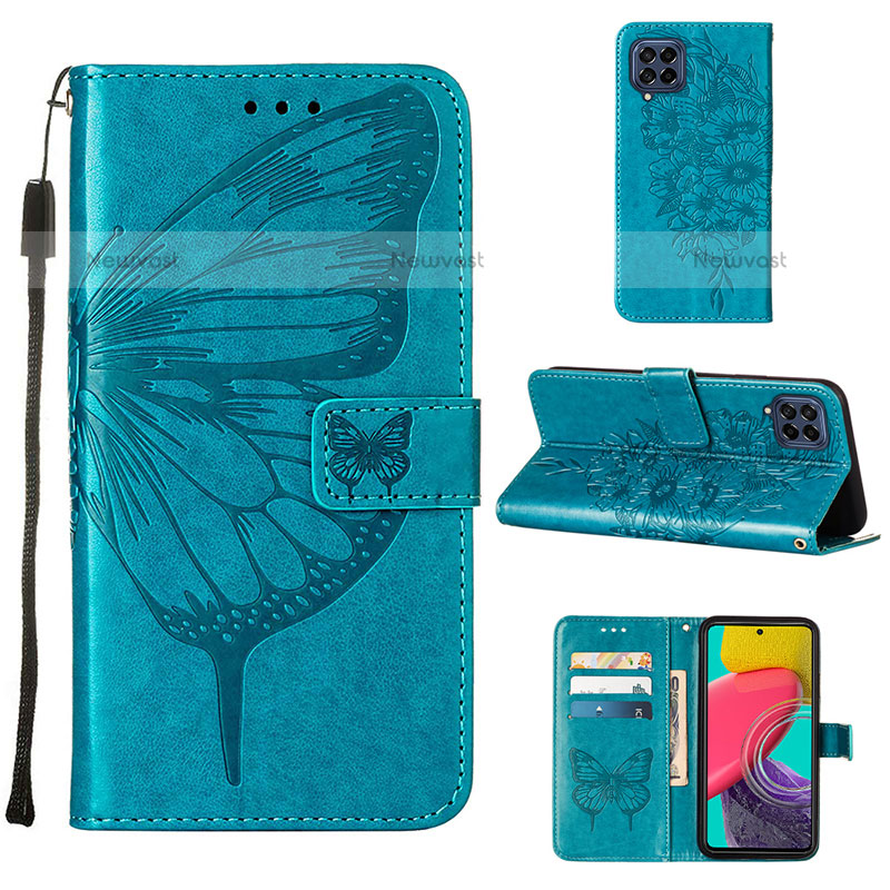 Leather Case Stands Butterfly Flip Cover Holder Y02B for Samsung Galaxy M53 5G
