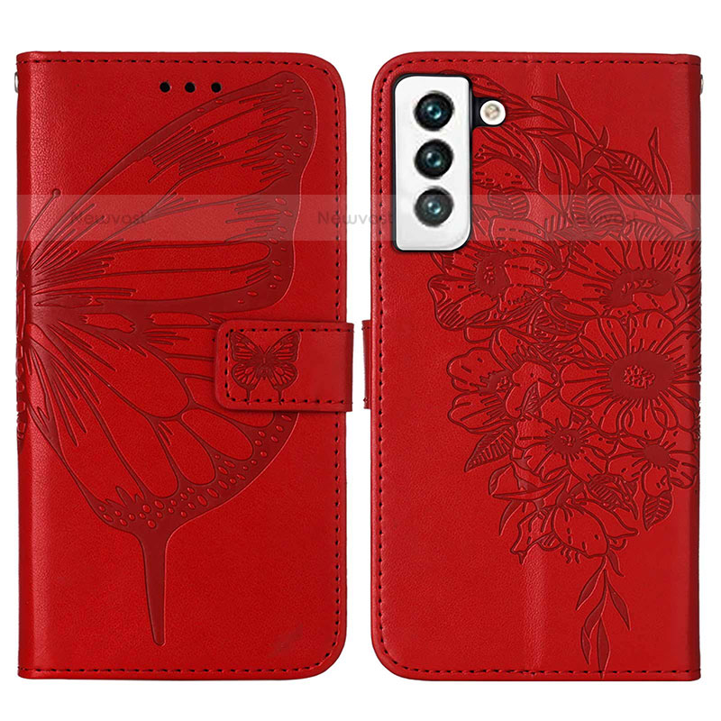 Leather Case Stands Butterfly Flip Cover Holder Y06B for Samsung Galaxy S21 FE 5G