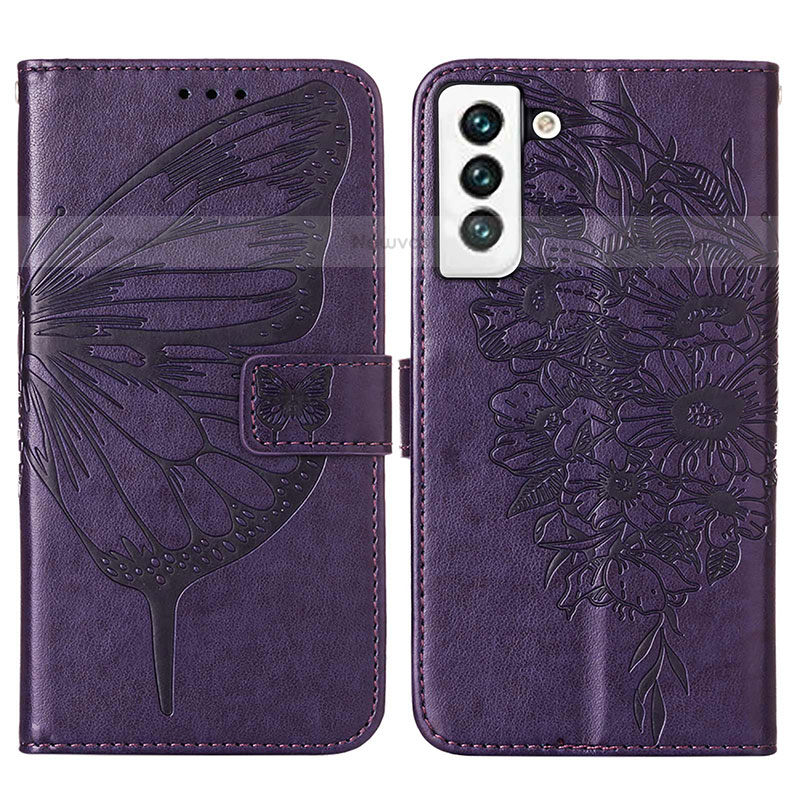 Leather Case Stands Butterfly Flip Cover Holder Y06B for Samsung Galaxy S21 FE 5G