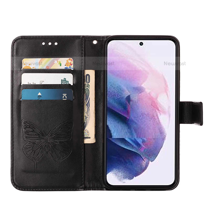 Leather Case Stands Butterfly Flip Cover Holder Y06B for Samsung Galaxy S21 Plus 5G