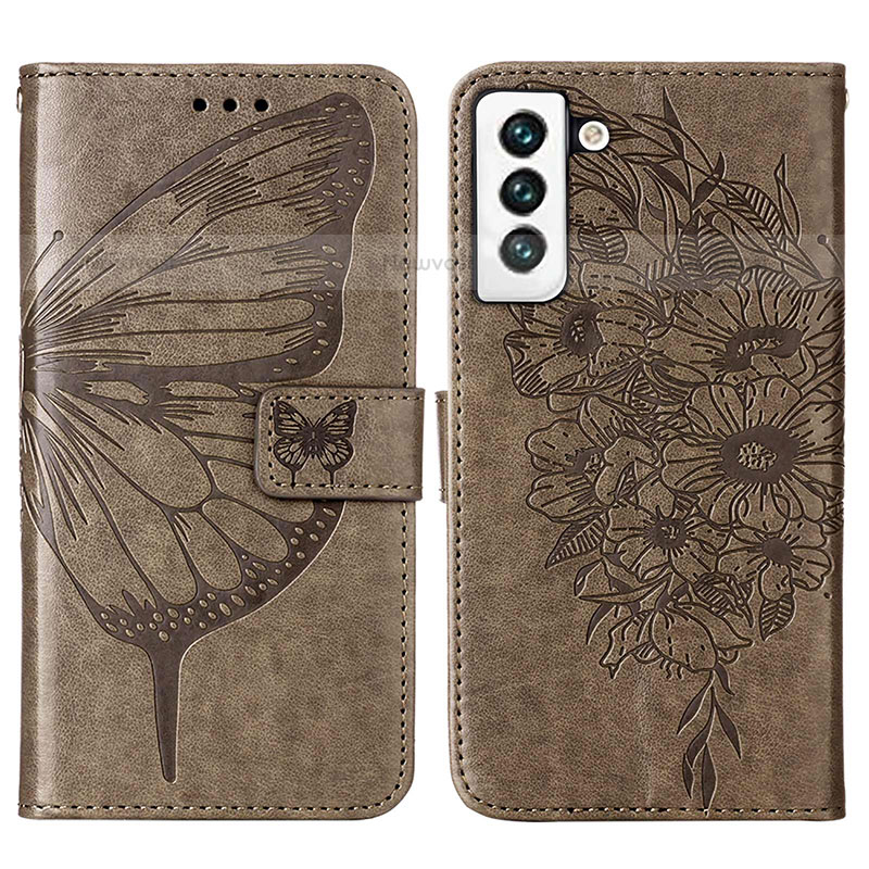 Leather Case Stands Butterfly Flip Cover Holder Y06B for Samsung Galaxy S21 Plus 5G