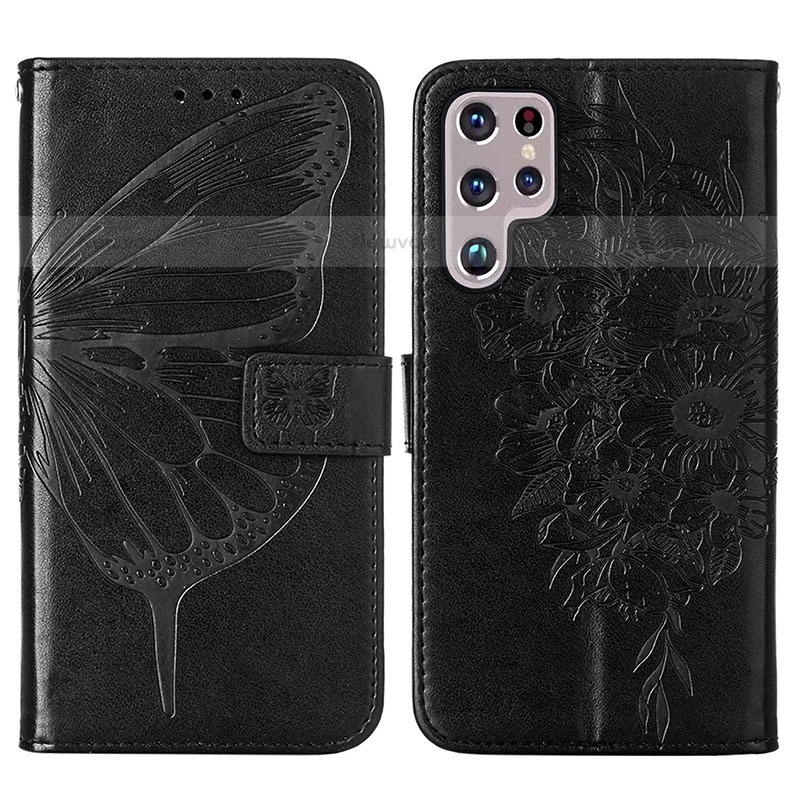 Leather Case Stands Butterfly Flip Cover Holder Y06B for Samsung Galaxy S21 Ultra 5G