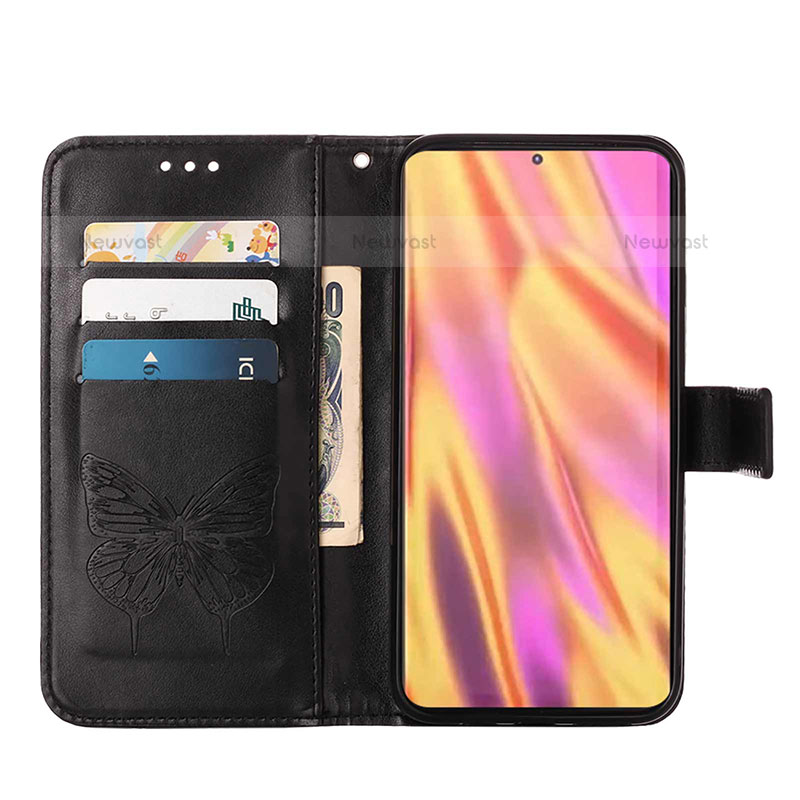 Leather Case Stands Butterfly Flip Cover Holder Y06B for Samsung Galaxy S23 Ultra 5G