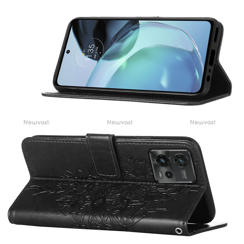 Leather Case Stands Butterfly Flip Cover Holder YB1 for Motorola Moto G72