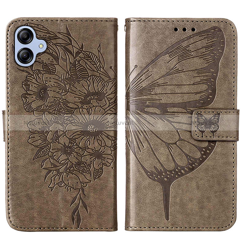 Leather Case Stands Butterfly Flip Cover Holder YB1 for Samsung Galaxy A04E Gray