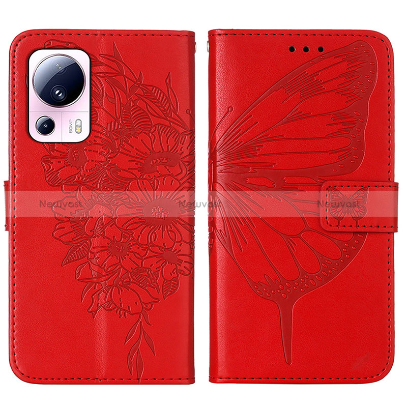 Leather Case Stands Butterfly Flip Cover Holder YB1 for Xiaomi Mi 13 Lite 5G