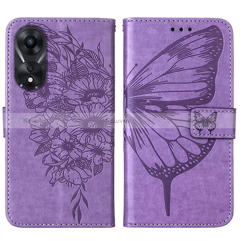 Leather Case Stands Butterfly Flip Cover Holder YB2 for Oppo A78 5G