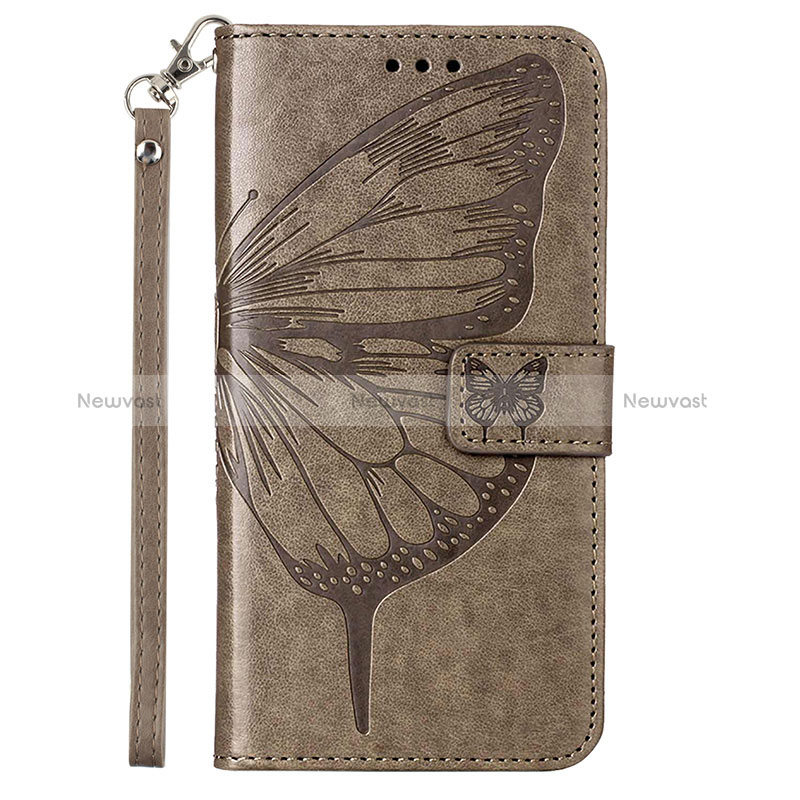 Leather Case Stands Butterfly Flip Cover Holder YB2 for Xiaomi Mi 13 Lite 5G Gray