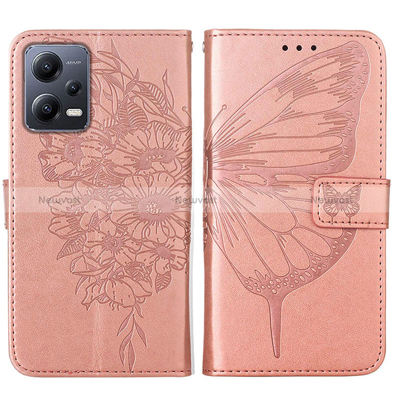 Leather Case Stands Butterfly Flip Cover Holder YB2 for Xiaomi Redmi Note 12 5G