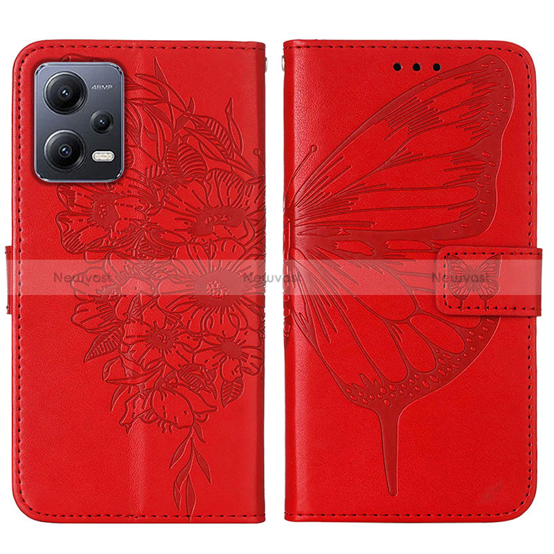 Leather Case Stands Butterfly Flip Cover Holder YB2 for Xiaomi Redmi Note 12 5G