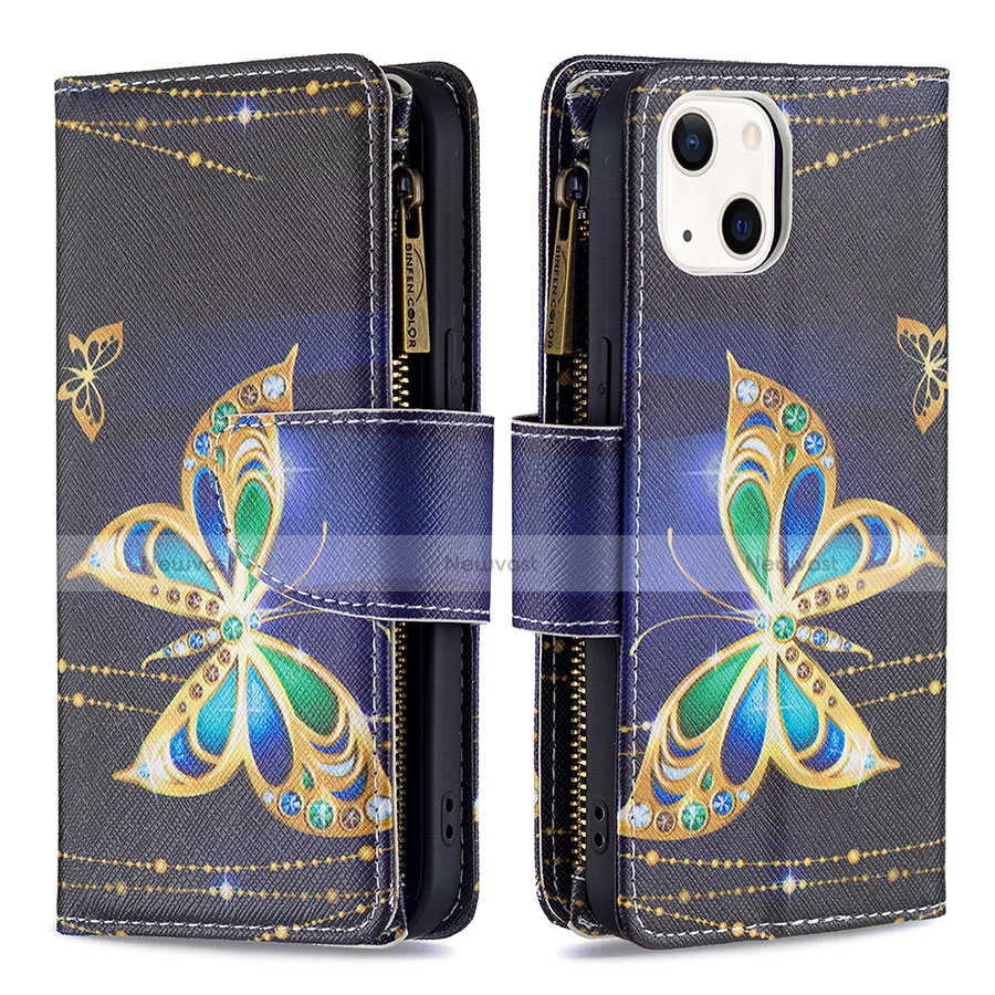 Leather Case Stands Butterfly Flip Cover L01 Holder for Apple iPhone 13 Mini Black