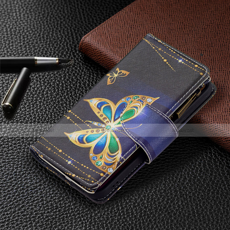 Leather Case Stands Butterfly Flip Cover L01 Holder for Apple iPhone 13 Mini Black