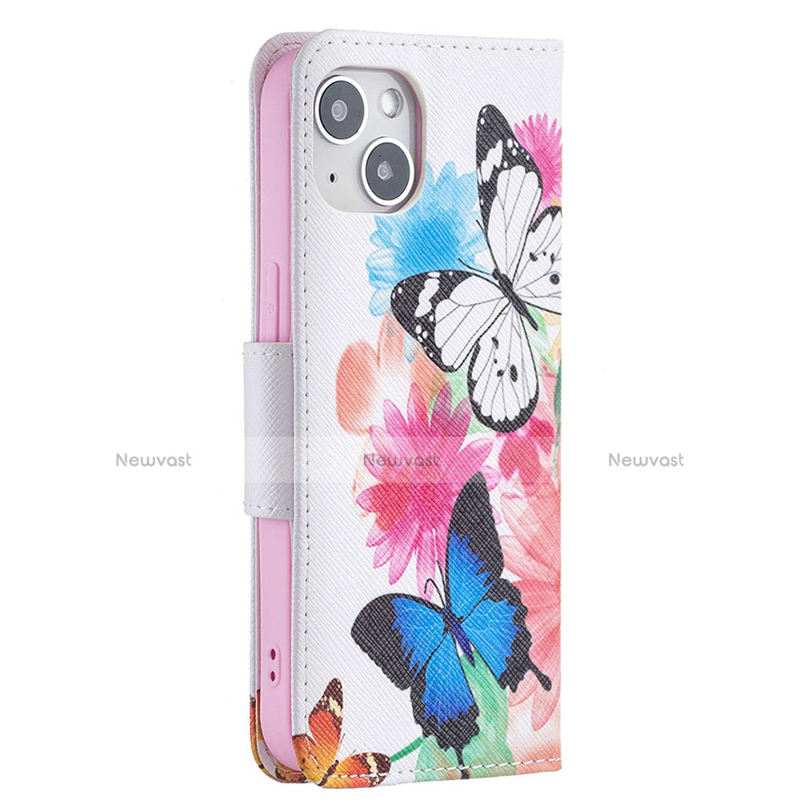 Leather Case Stands Butterfly Flip Cover L01 Holder for Apple iPhone 13 Pink