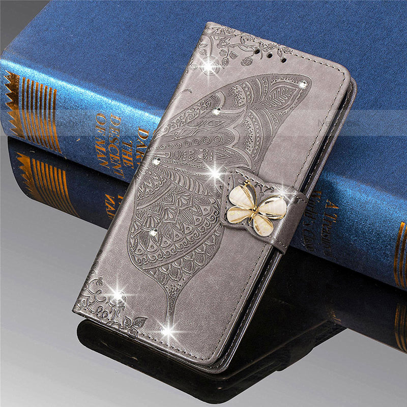 Leather Case Stands Butterfly Flip Cover L01 Holder for Xiaomi Mi 11 5G Gray