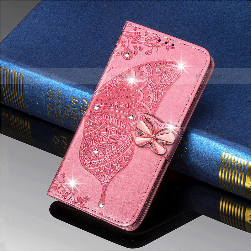 Leather Case Stands Butterfly Flip Cover L01 Holder for Xiaomi Mi 11 5G Hot Pink