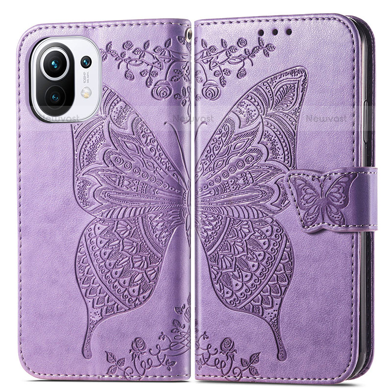 Leather Case Stands Butterfly Flip Cover L02 Holder for Xiaomi Mi 11 Lite 5G