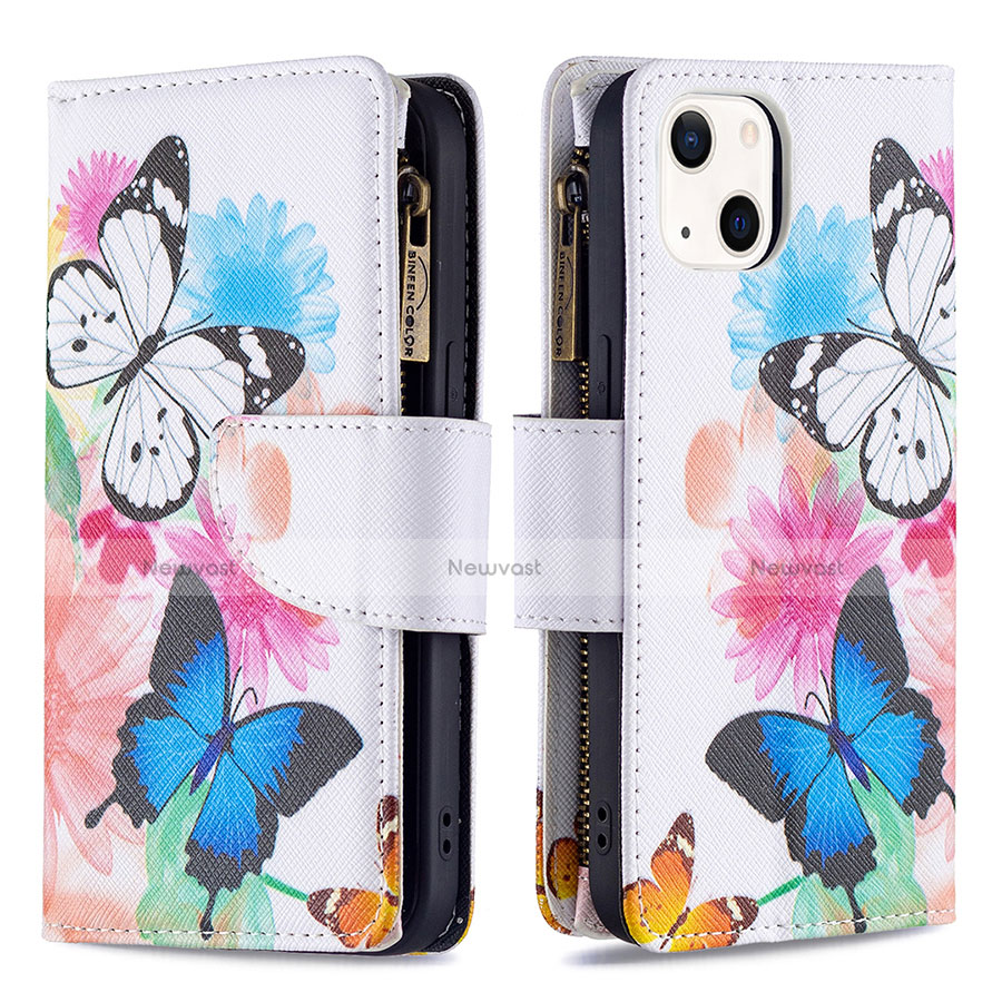 Leather Case Stands Butterfly Flip Cover L03 Holder for Apple iPhone 13 Pink