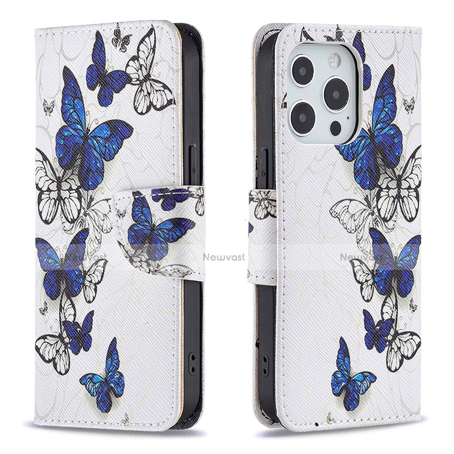 Leather Case Stands Butterfly Flip Cover L07 Holder for Apple iPhone 13 Pro Max White