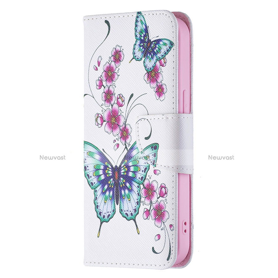 Leather Case Stands Butterfly Flip Cover L07 Holder for Apple iPhone 13 White