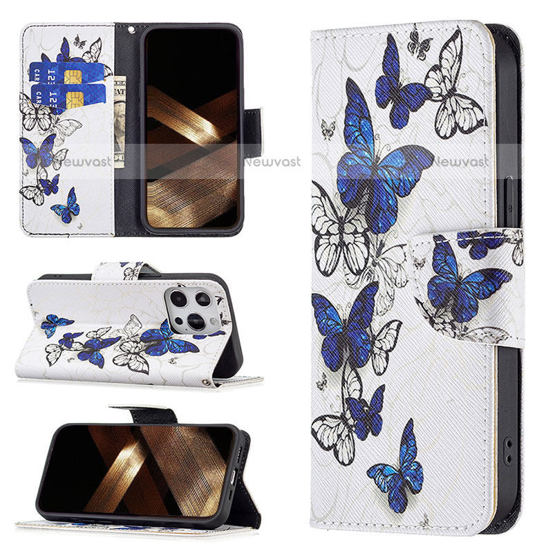 Leather Case Stands Butterfly Flip Cover L07 Holder for Apple iPhone 14 Pro White