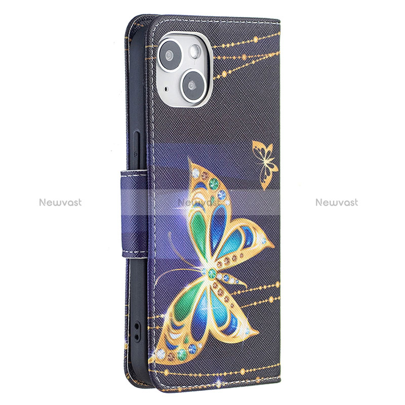Leather Case Stands Butterfly Flip Cover L07 Holder for Apple iPhone 15 Plus Mixed