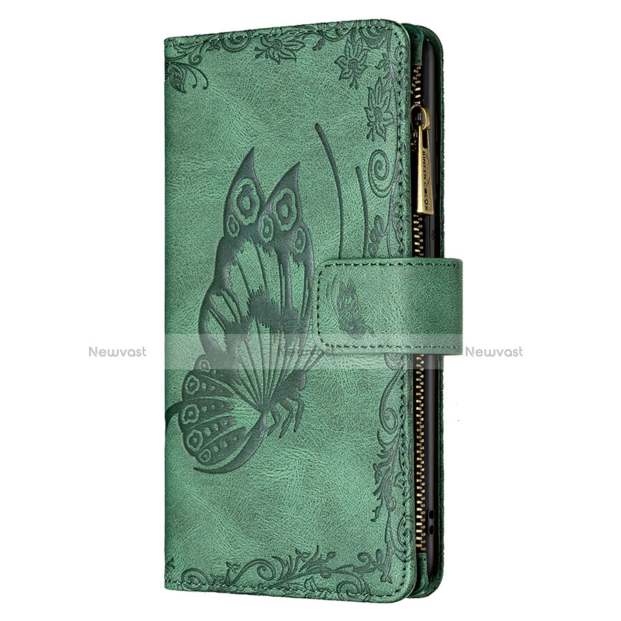 Leather Case Stands Butterfly Flip Cover L08 Holder for Apple iPhone 13 Pro Max Green