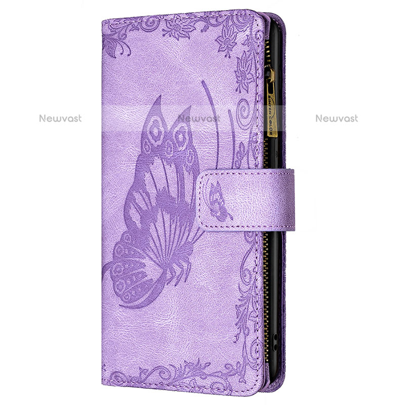 Leather Case Stands Butterfly Flip Cover L08 Holder for Apple iPhone 14 Pro Purple