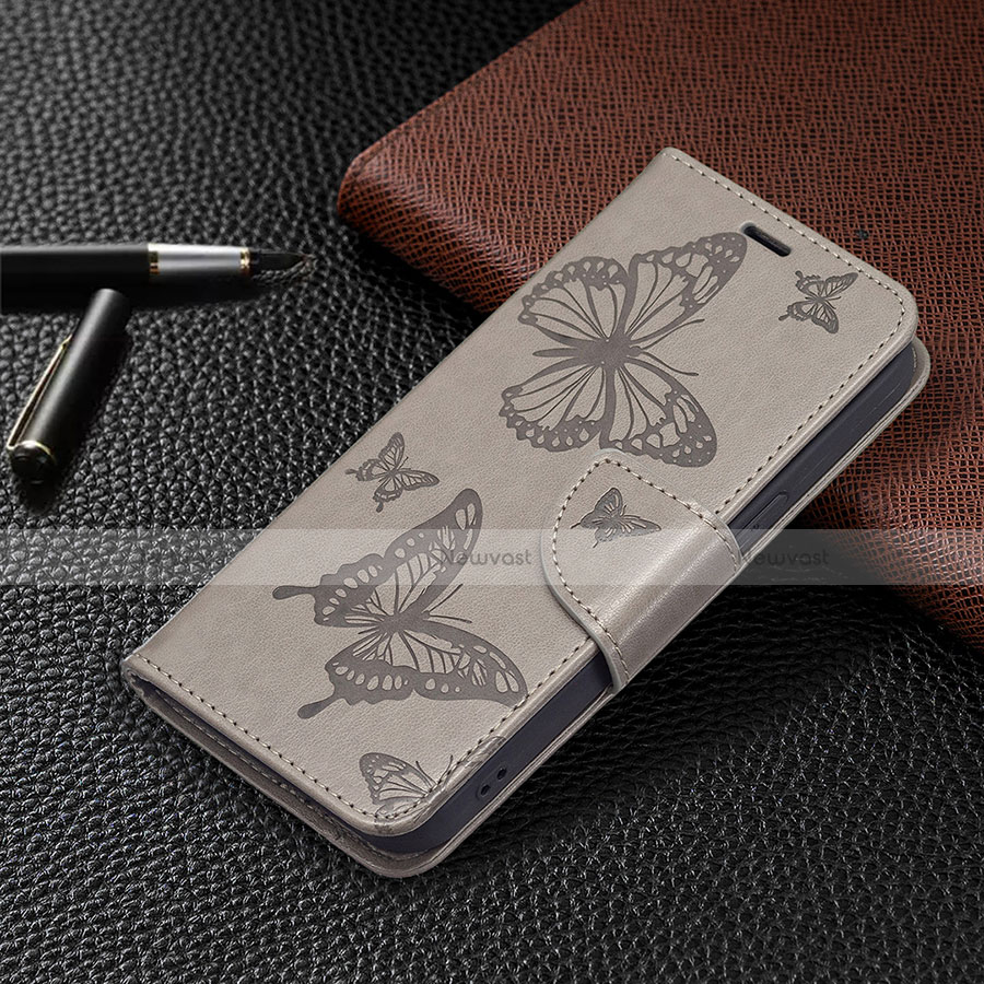 Leather Case Stands Butterfly Flip Cover L09 Holder for Apple iPhone 13 Gray