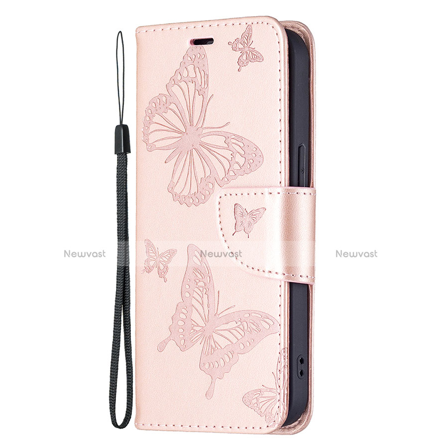 Leather Case Stands Butterfly Flip Cover L09 Holder for Apple iPhone 13 Pink