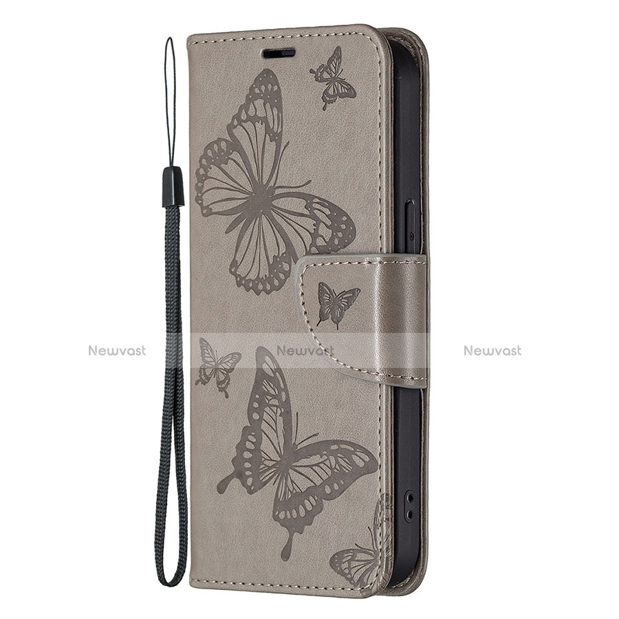 Leather Case Stands Butterfly Flip Cover L09 Holder for Apple iPhone 13 Pro Max Dark Gray