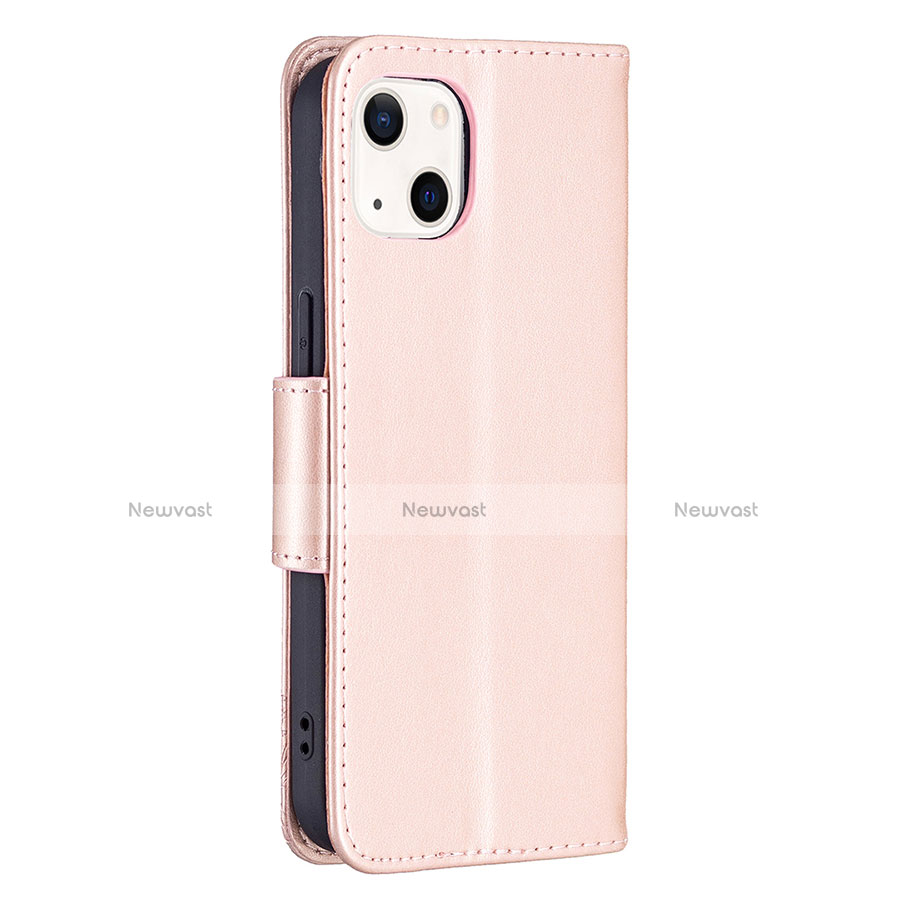 Leather Case Stands Butterfly Flip Cover L09 Holder for Apple iPhone 14 Pink