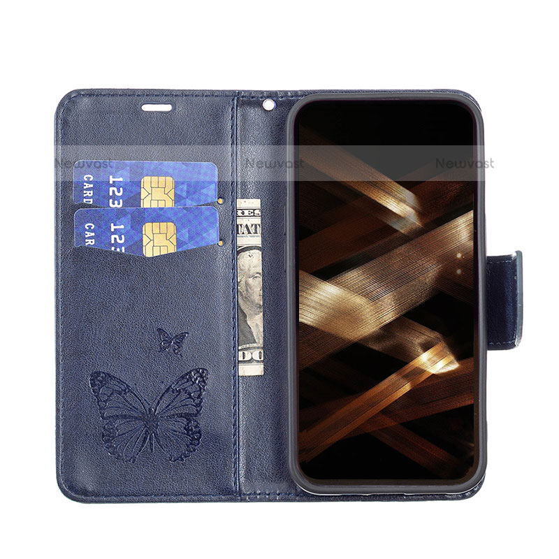 Leather Case Stands Butterfly Flip Cover L09 Holder for Apple iPhone 14 Pro Blue
