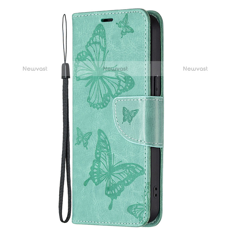 Leather Case Stands Butterfly Flip Cover L09 Holder for Apple iPhone 14 Pro Green